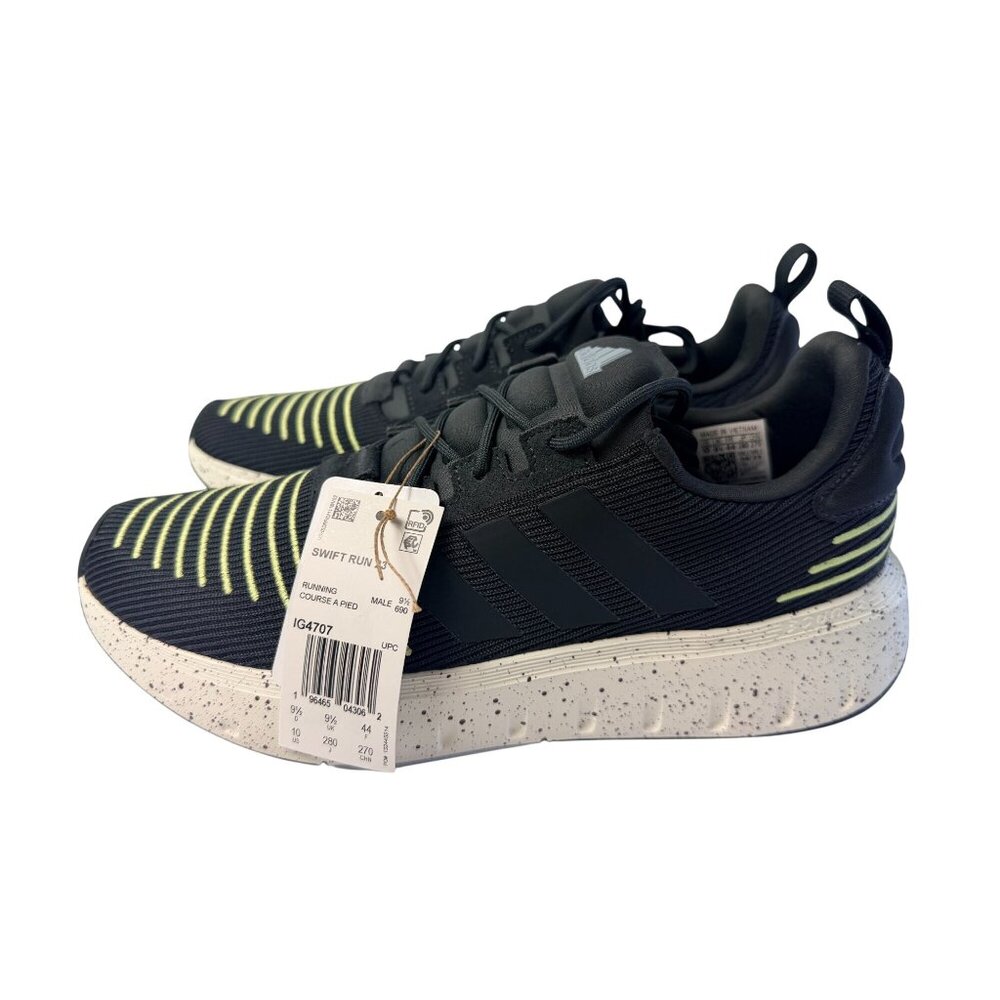 New Adidas Men's Swift Run 23 Shoes Black Lime Size 10 Tags Running Sneakers - Picture 10 of 12